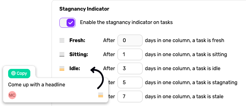 Screenshot of the Stagnancy Indicator feature