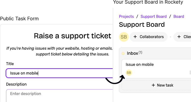 Screenshot of the Task Form feature