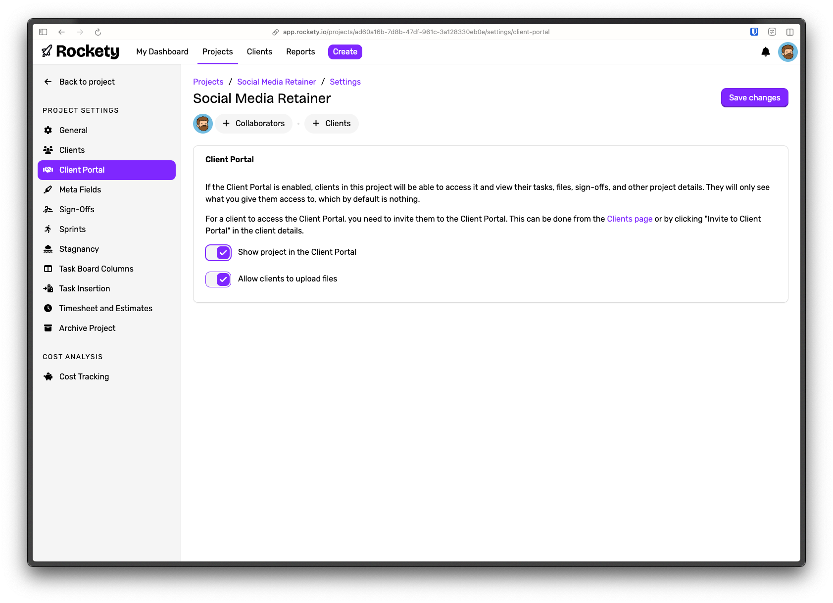 Enable Client Portal for Project