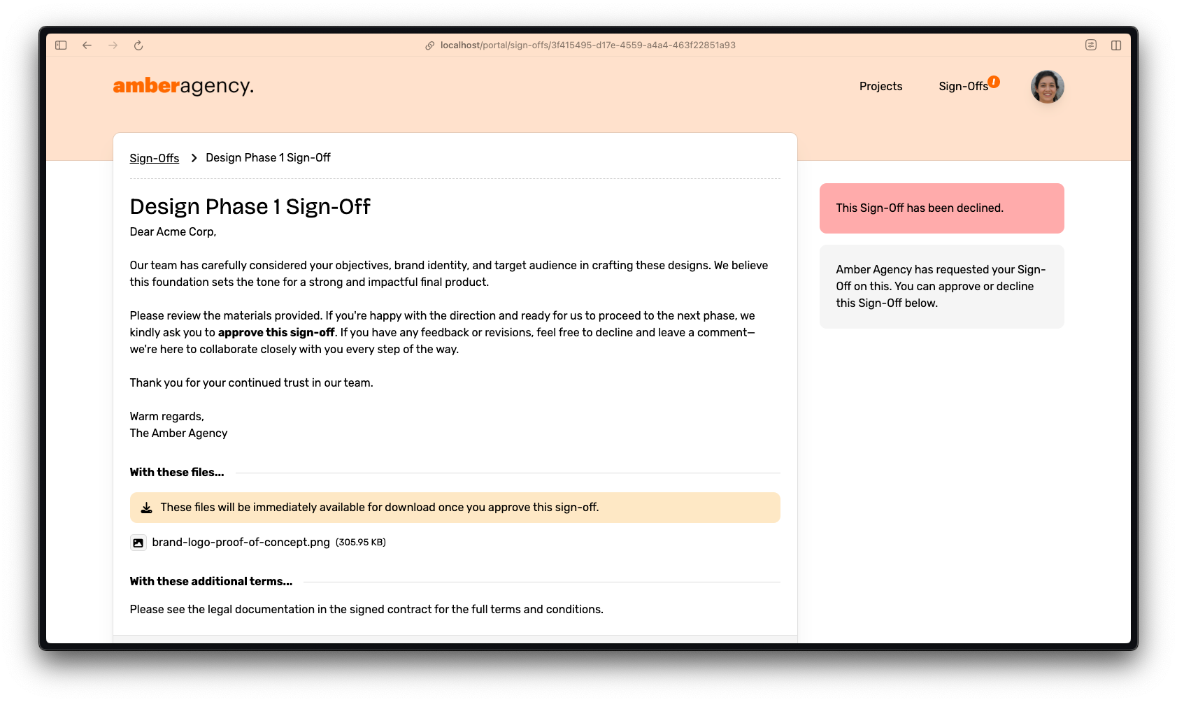 Sign-Offs in Client Portal