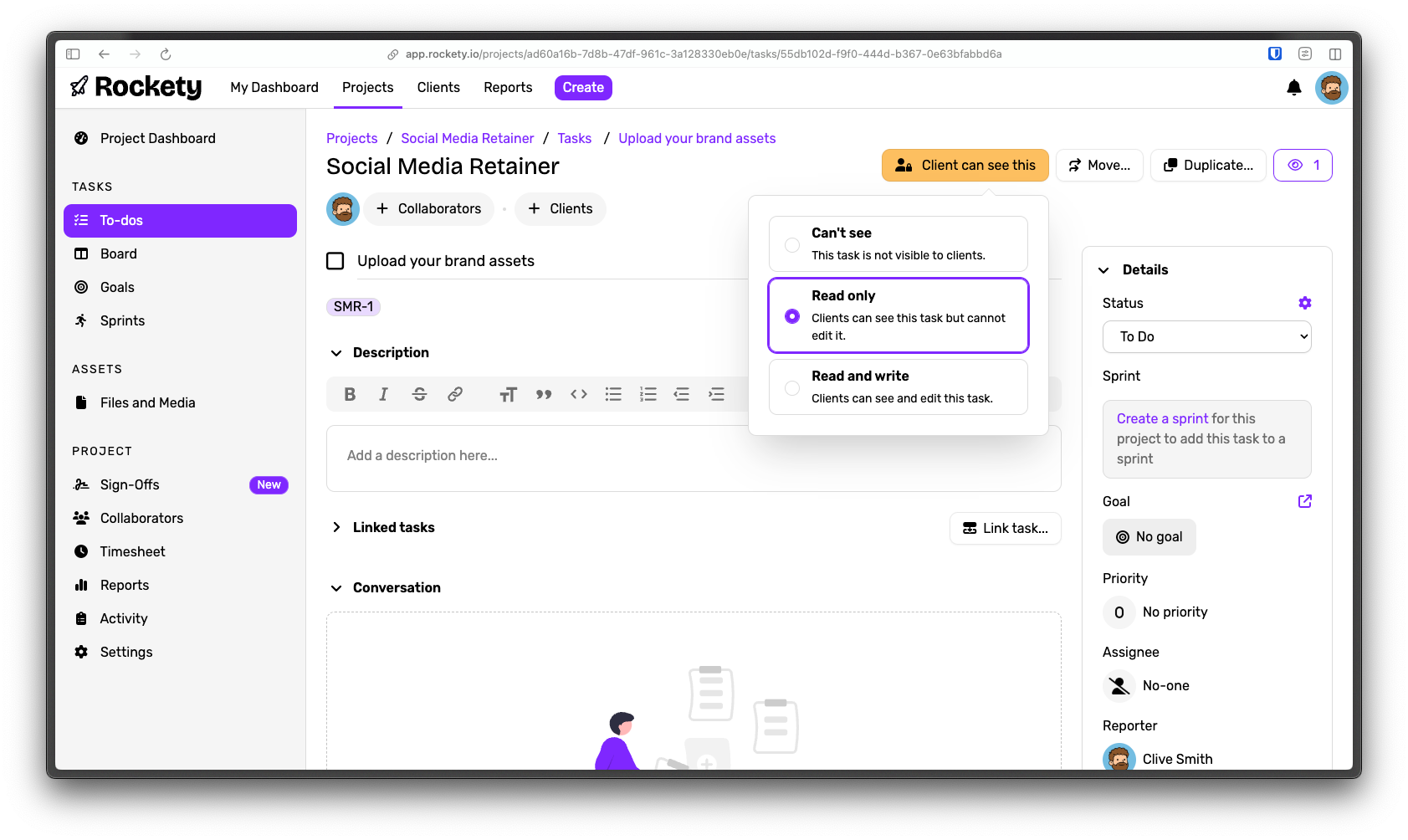 Make Task Visible to Client